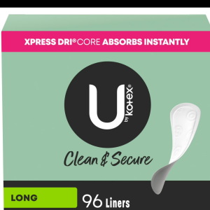 U by Kotex Clean & Secure Panty Liners, Light Absorbency, Long Length, 96 Count