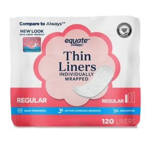 Equate Individually Wrapped Thin Liners, Size Regular (120 Count)