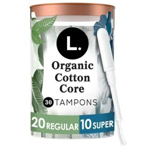 L. Tampons, Made with Organic Cotton, Super Absorbency, 30 Count